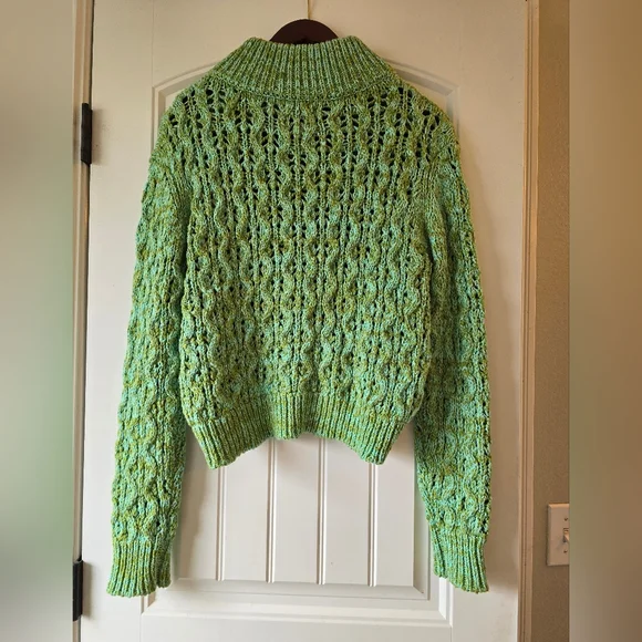 🧶 Urban Outfitters BDG Chunky Knit Quarter-Zip Sweater Pullover Green M - Picture 13 of 16